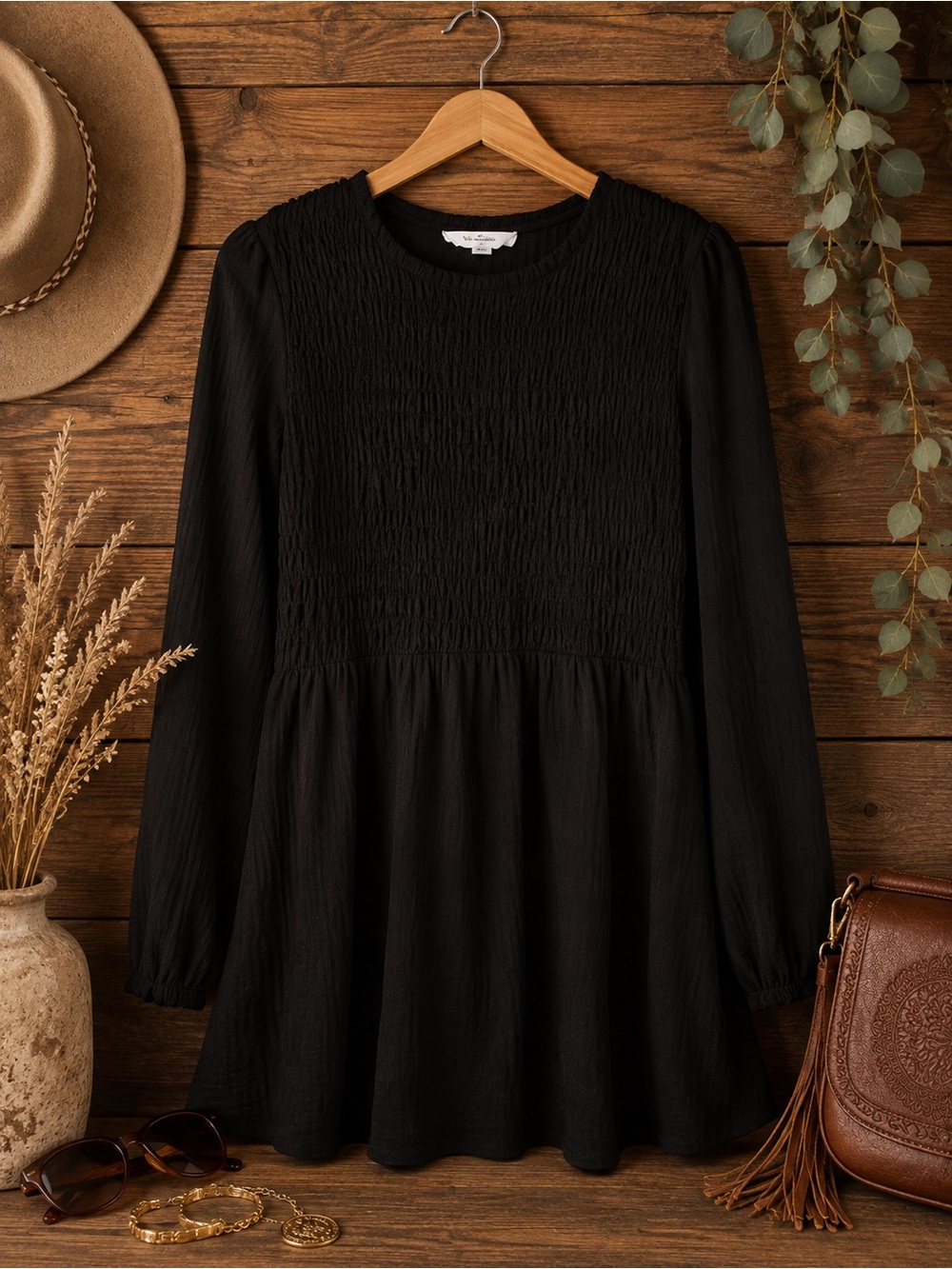 In Every Story by Penningtons Plus Size 1X Smocked Peplum Blouse | Boho Chic